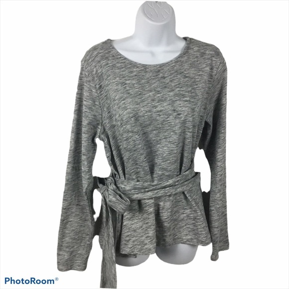 J. Crew Tops - J.Crew Belted Cross Back Long Sleeve Cotton Top